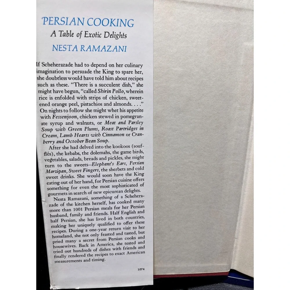Persian Cooking, Exotic Delights, Nesta Ramadan Illustrated vtg intl cookbook